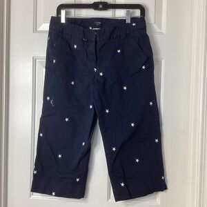 J Crew Navy with Stars Capris Sz 6